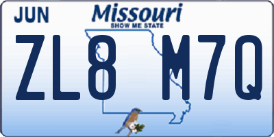 MO license plate ZL8M7Q