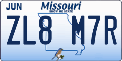 MO license plate ZL8M7R