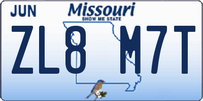 MO license plate ZL8M7T
