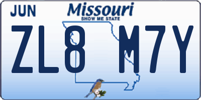 MO license plate ZL8M7Y