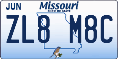 MO license plate ZL8M8C