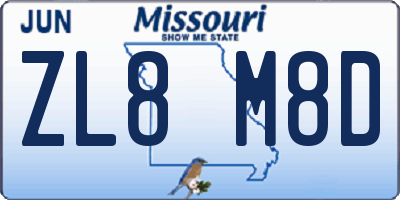 MO license plate ZL8M8D