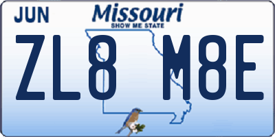 MO license plate ZL8M8E