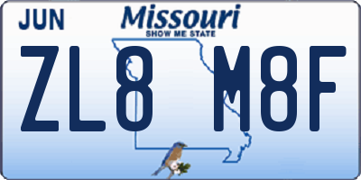 MO license plate ZL8M8F
