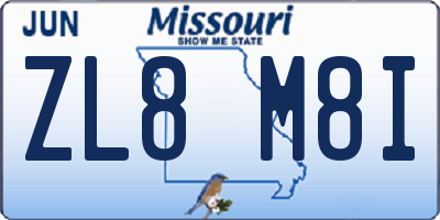 MO license plate ZL8M8I