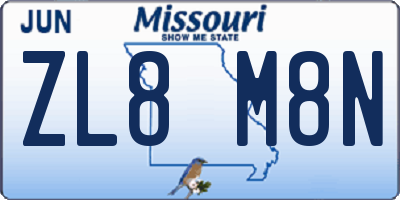 MO license plate ZL8M8N