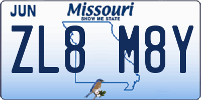 MO license plate ZL8M8Y