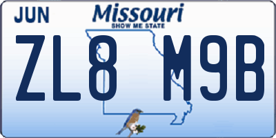 MO license plate ZL8M9B