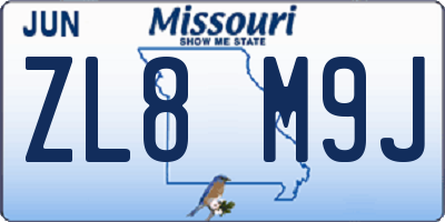 MO license plate ZL8M9J