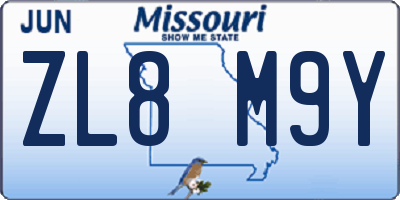 MO license plate ZL8M9Y