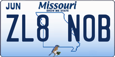 MO license plate ZL8N0B