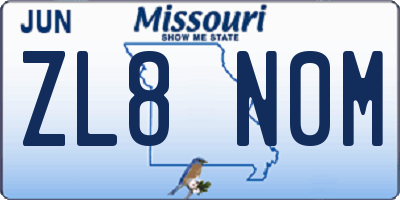 MO license plate ZL8N0M
