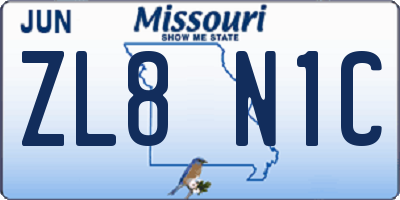 MO license plate ZL8N1C