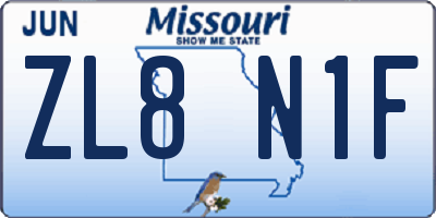 MO license plate ZL8N1F