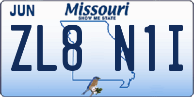 MO license plate ZL8N1I