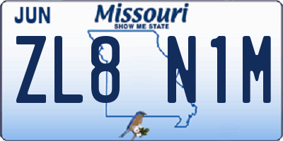MO license plate ZL8N1M