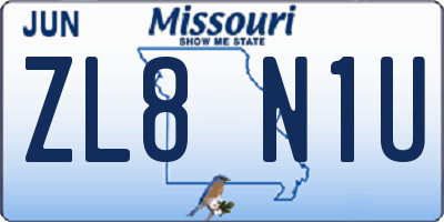 MO license plate ZL8N1U