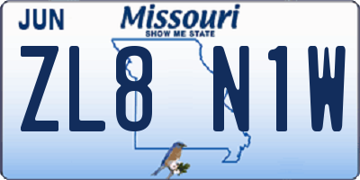 MO license plate ZL8N1W