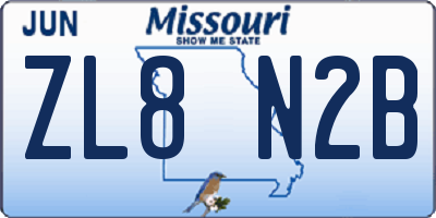 MO license plate ZL8N2B