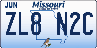 MO license plate ZL8N2C