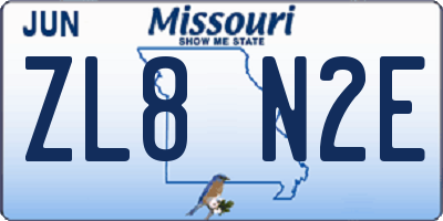 MO license plate ZL8N2E
