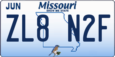 MO license plate ZL8N2F