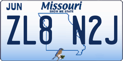 MO license plate ZL8N2J