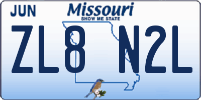 MO license plate ZL8N2L