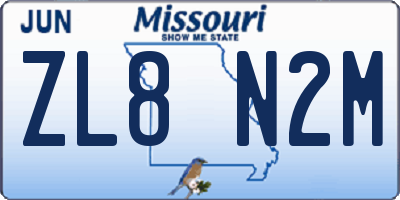 MO license plate ZL8N2M
