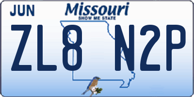 MO license plate ZL8N2P