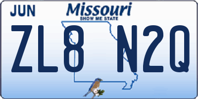 MO license plate ZL8N2Q