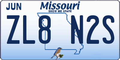 MO license plate ZL8N2S