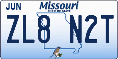 MO license plate ZL8N2T