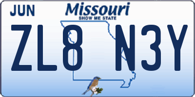 MO license plate ZL8N3Y