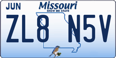 MO license plate ZL8N5V