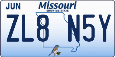MO license plate ZL8N5Y