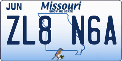 MO license plate ZL8N6A