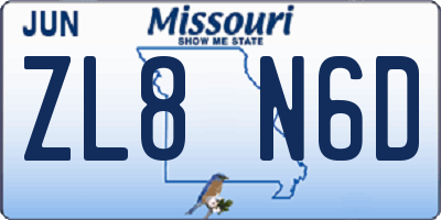 MO license plate ZL8N6D