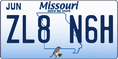 MO license plate ZL8N6H