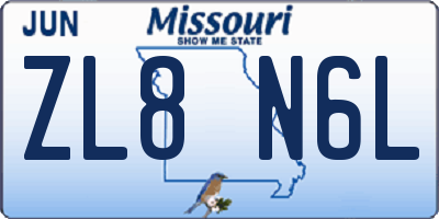 MO license plate ZL8N6L
