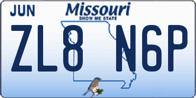 MO license plate ZL8N6P