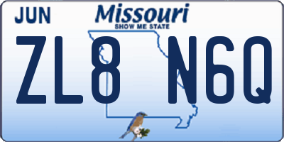 MO license plate ZL8N6Q