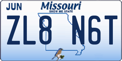 MO license plate ZL8N6T