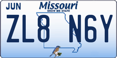 MO license plate ZL8N6Y