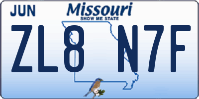 MO license plate ZL8N7F