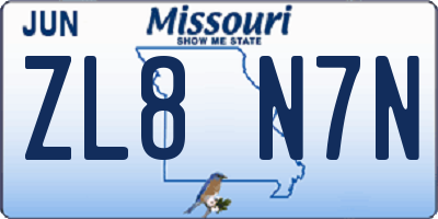 MO license plate ZL8N7N