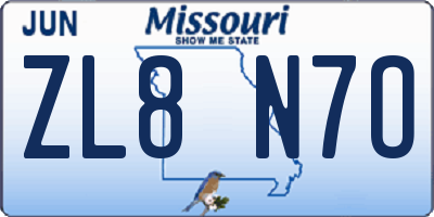 MO license plate ZL8N7O