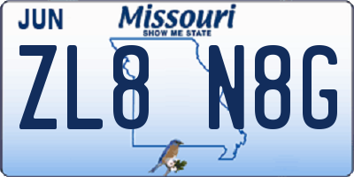 MO license plate ZL8N8G