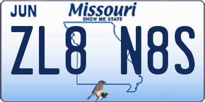 MO license plate ZL8N8S