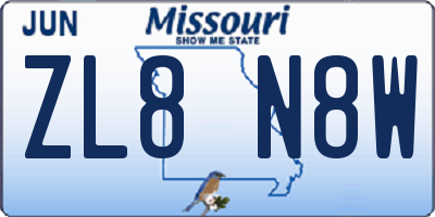MO license plate ZL8N8W